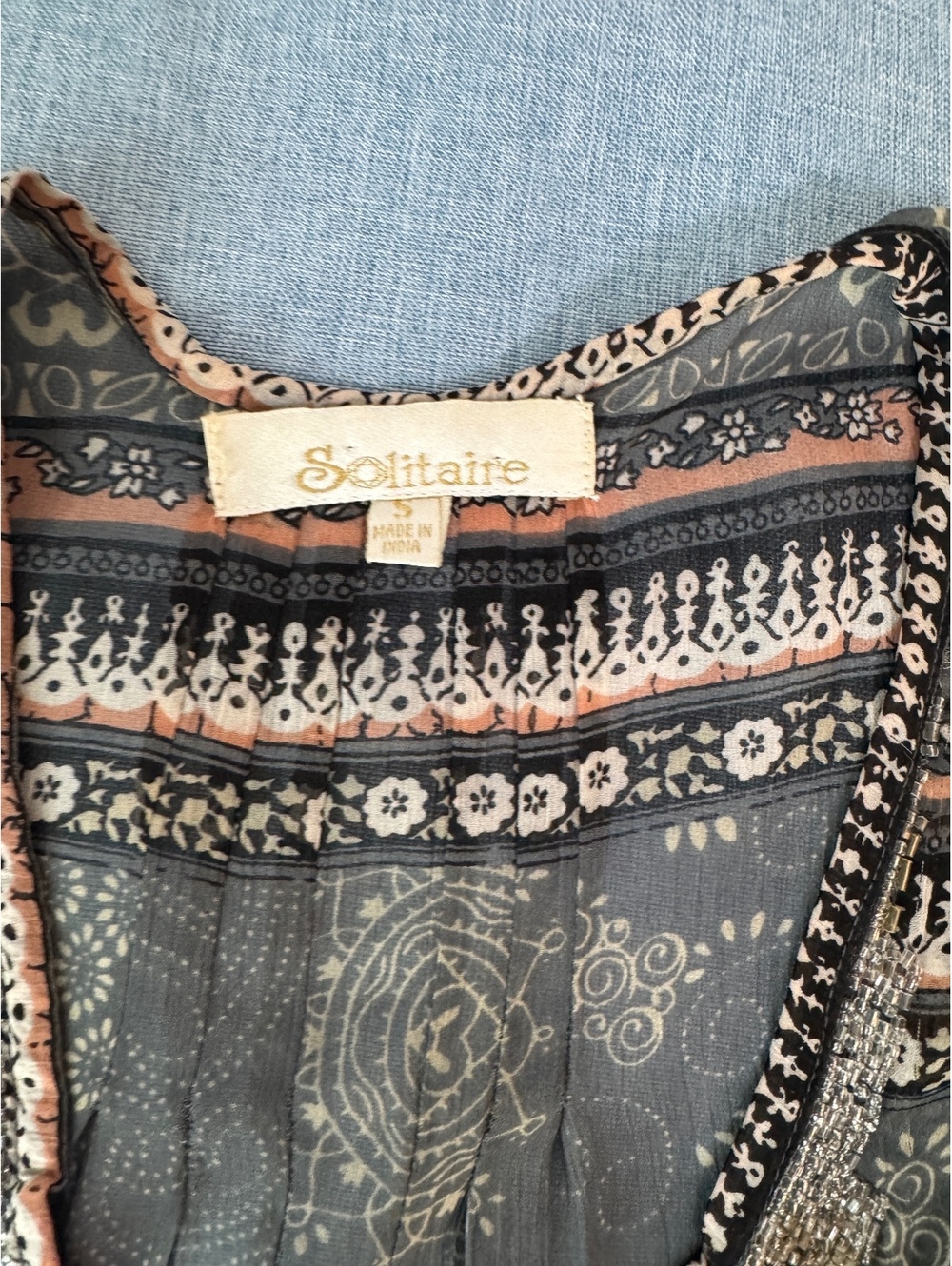Solitaire Beaded Boho Festival Tank Top Fairy Grunge Ruffle Hem Size M - Picture 4 of 9
